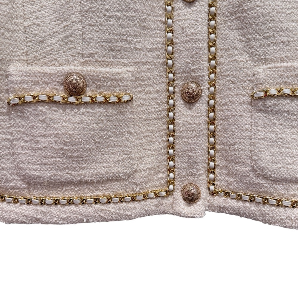 NWT Generation Love New York Velma Tweed Jacket Preppy Cream Gold Sz XL - Picture 6 of 16